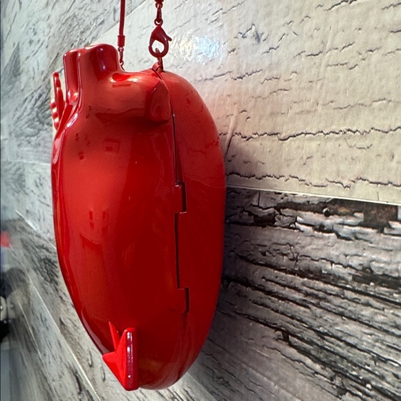 Zara Red Glossy Heart Hard Case Crossbody Bag Never Used - Picture 7 of 15